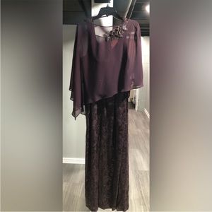 Size 16 formal purple evening gown with sheer embellished shawl. New with tags